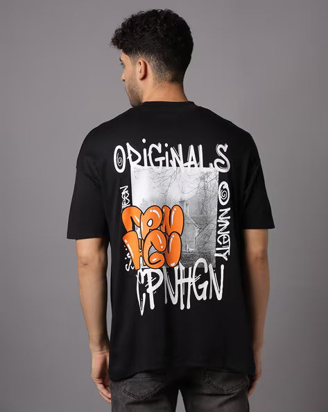 JACK & JONES Men Boxy Fit Logo Print Crew-Neck T-Shirt