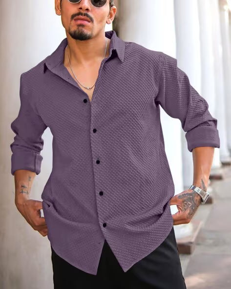 ALPHA TRIBE Men Regular Fit Shirt with Spread Collar