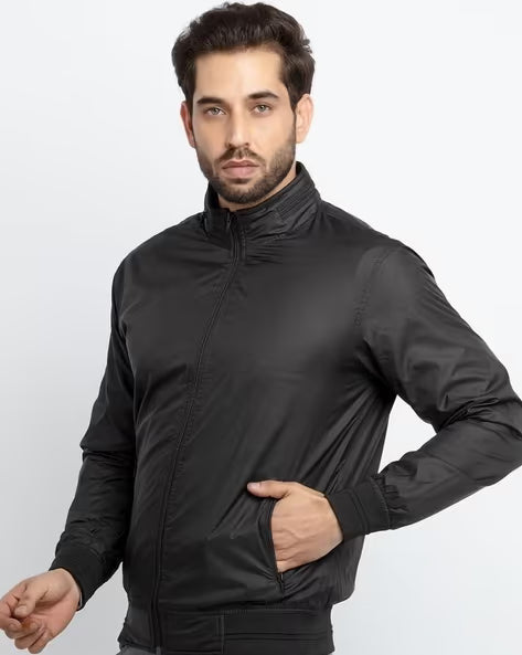 ALPHA TRIBE Men Regular Fit Zip-Front Bomber Jacket