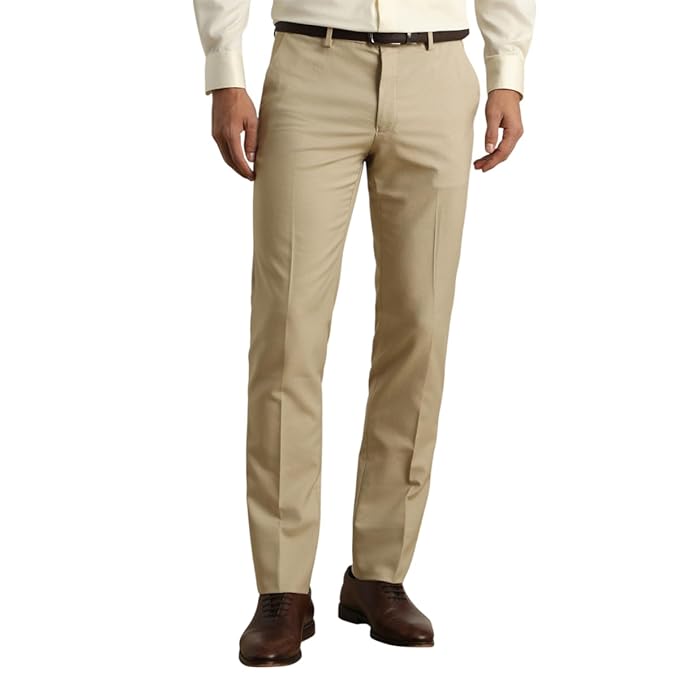 Van Heusen Mid Rise Checkered Formal Trouser for Men|Regular Fit Formal Pants |Stretchable Waist|