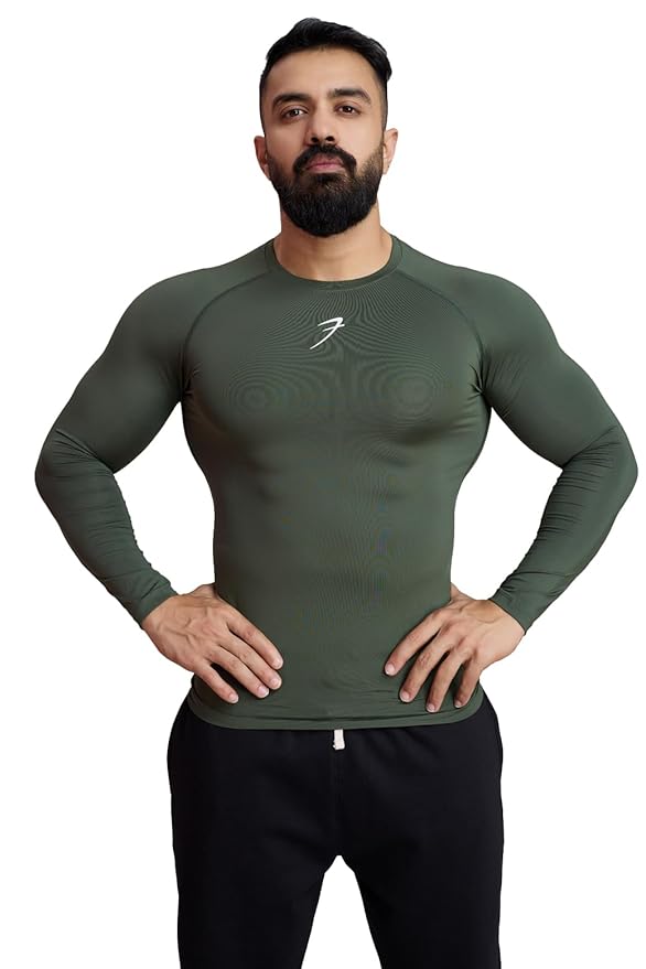 FUAARK Men's Full Sleeve Compression T-Shirt - Athletic Base Layer for Fitness, Cycling, Training, Workout, Tactical Sports Wear