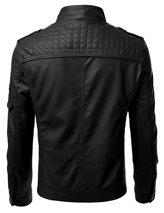 Men's Black Genuine Lambskin Leather Biker Jacket VINTAGE REAL MOTORCYCLE JACKETS FOR MEN