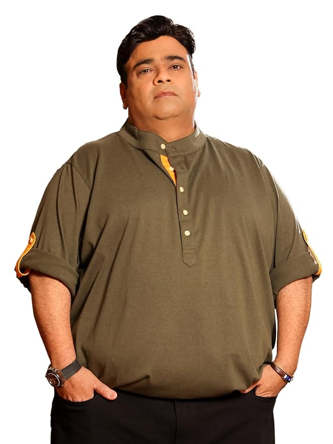 Bigbanana Plus Size Men's Regular Fit Solid Henley Tshirt