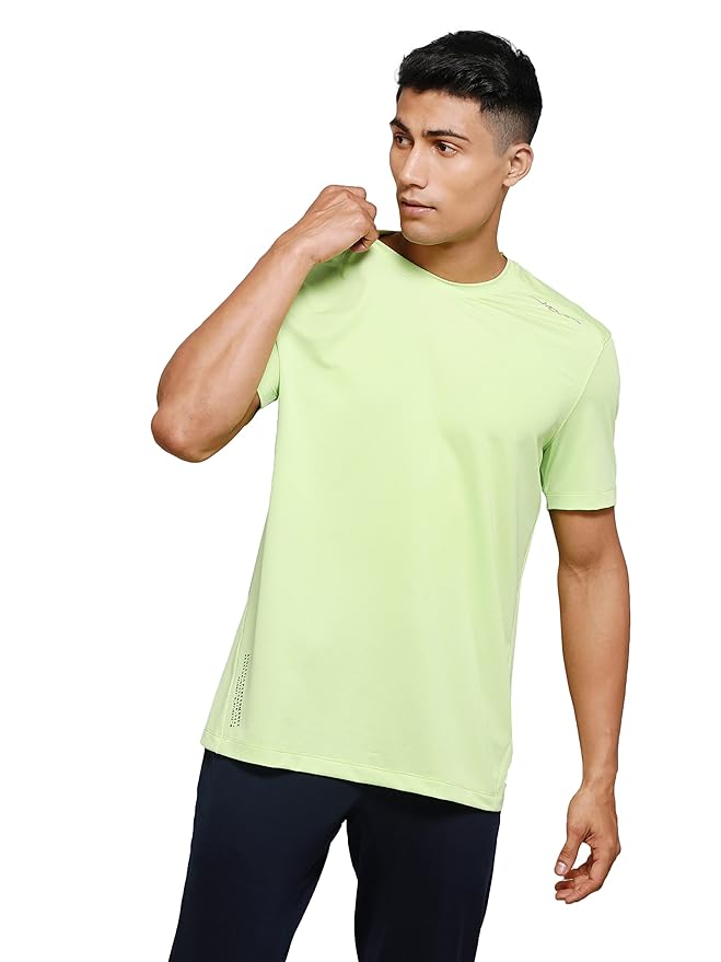 Jockey MV37 Men's Polyester Recycled Microfiber Elastane Stretch Fabric Round Neck Half Sleeve T-Shirt with Stay FreshTreatment